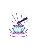 försäljning blixt animering av skrolla baner med tatuering stil yxa i träd stubbe video