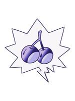 mutevole colore animazione di cartone animato ciliegie con discorso bolla nel liscio pendenza stile video