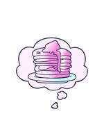 rise and float animation of cartoon stack of pancakes with thought bubble in smooth gradient style video