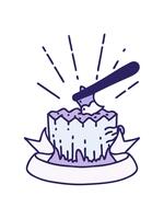 ändring Färg animering av skrolla baner med tatuering stil yxa i träd stubbe video