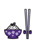 ändring Färg animering av japansk ris i mönstrad skål med ätpinnar video