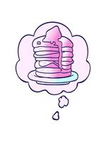 allungamento su animazione di cartone animato pila di Pancakes con pensato bolla nel liscio pendenza stile video