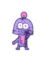 vicka och paus animering av en Lycklig robot med ljus Glödlampa video