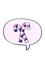 peso e pausa animazione di cartone animato caramella canne con discorso bolla nel liscio pendenza stile video