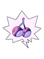 tremante movimento animazione di cartone animato ciliegie con discorso bolla nel liscio pendenza stile video