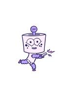 starburst efeito animação do feliz desenho animado robô com controlo remoto ao controle video