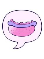 jiggle e pausa animazione di cartone animato hot dog con discorso bolla nel liscio pendenza stile video