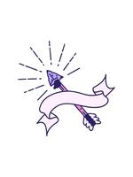 uppmärksamhet gripa tag i animering av skrolla baner med tatuering stil gammal flinta dricks pil video