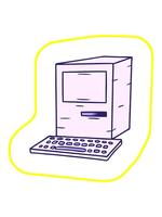 radioaktiv lysande animering av hand dragen lutning tecknad serie klotter av en dator och tangentbord video