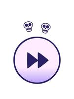 spinning skulls animation of gradient shaded cartoon of a fast forward button video