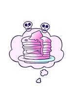 spinning skulls animation of cartoon stack of pancakes with thought bubble in smooth gradient style video