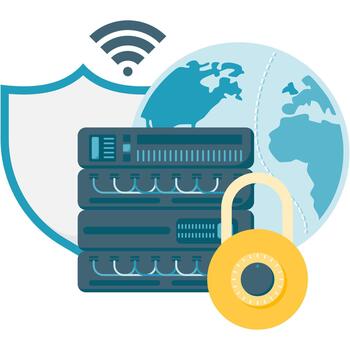 Server Security Lock with Data Firewall vector