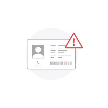 Identification Card with Warning Sign Illustration. Identity Verification Error Issue Concept Design vector