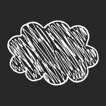 Cute crayon dialog balloon with hand drawn chalk lines. Text box chalkboard background highlights the speech bubble shape. Pencil doodles give a playful touch. vector