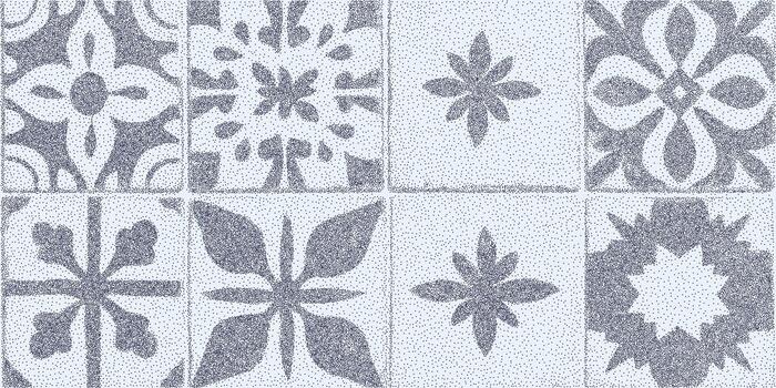 Tile print background with fine grain texture, layered dust speckles and faint stains on aged paper surface with visible vintage distress marks. vector