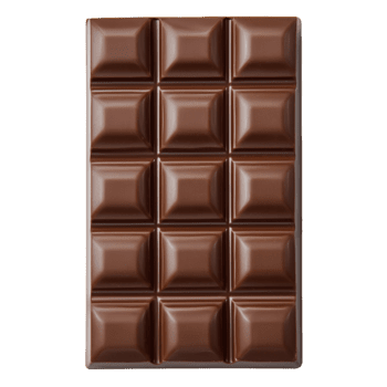 rectangular chocolate bar con un brillante finalizar, dividido dentro 15 segmentos arreglado en un 3x5 cuadrícula en transparente antecedentes png
