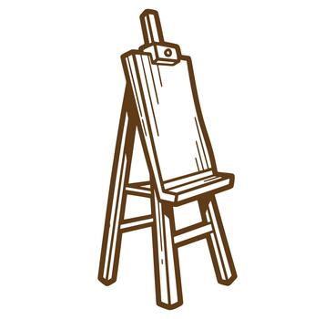 Brown drawing easel with blank canvas on top for art display and creation vector