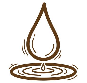 marrón agua soltar icono con ondas en superficie símbolo para líquido y fluido dinámica vector