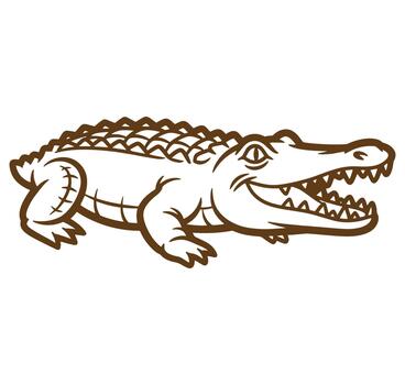 Brown crocodile with open mouth and sharp teeth side view illustration vector
