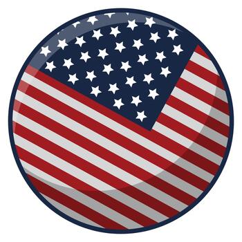 American Flag Circle Button Design Element Icon vector