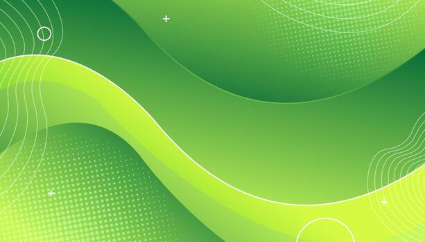 Dynamic Green Abstract Background with Curved Lines and Halftone Pattern vector