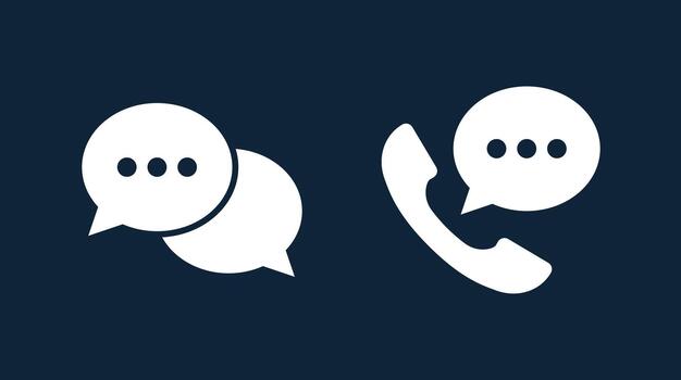 teléfono llamar, charla íconos en rojo circulo botón. ordenador portátil con computadora código y impreso palabras. plano diseño vector