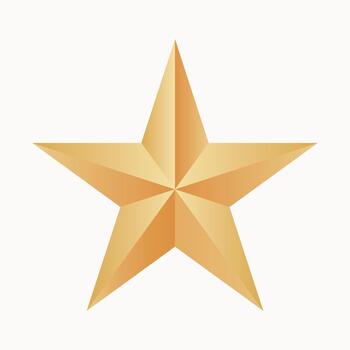 An elegant gold five-pointed star with a geometric faceted pattern in a gradient style. Perfect for logos, websites, awards, badges, holiday decorations, high-quality graphic elements. Scalable vector