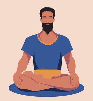Man meditating in a calm pose vector