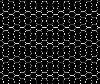 Hexagonal cell white grid pattern, background, wallpaper, apparel. Honeycomb mesh, fish net backdrop. Mosquito net, bee comb grid endless texture. Speaker grille seamless pattern. Mosquito flat lace. vector