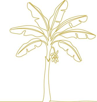 continuo línea Arte de un plátano árbol con un plátano vector