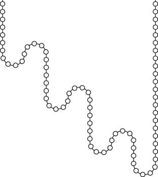Circular nodes progress along a path that forms turns across a sequence of arcs. vector