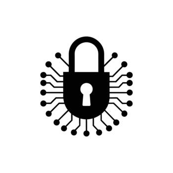 ciber seguridad bloquear icono - digital candado en circuito tablero red vector