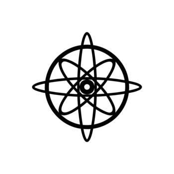Abstract Atomic Structure Icon - Science, Physics, and Molecule Symbol vector