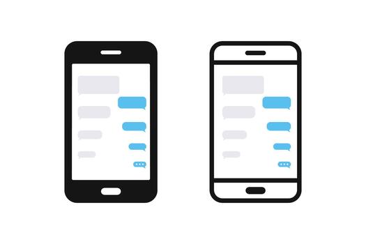 Chatting on a smartphone. Speech bubble message on phone. SMS chat composer. Chat icon message symbol vector