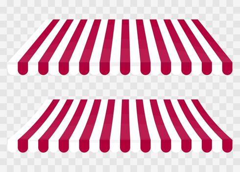 a rayas rojo toldo realista Bosquejo con tela textura y suave oscuridad. clásico tienda techo plantilla, adecuado para escaparates, cafés, quioscos, y fachada diseño presentaciones vector