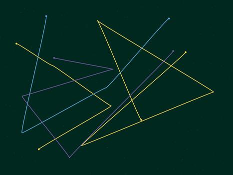 A Colorful geometric lines and shapes on dark background vector