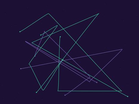 Abstract geometric line composition with intersecting shapes and points vector