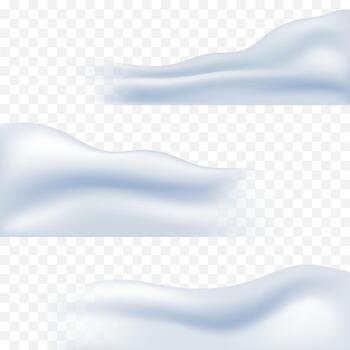 A set of realistic illustrations of snowdrifts and snowdrifts for use in frame and footer design. vector