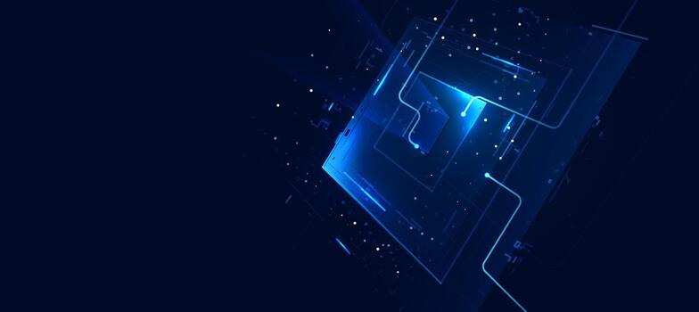 AI Processing Data Technology with Blue Circuit CPU background vector