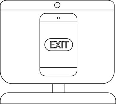 Minimalist line art of smartphone with exit button on screen vector