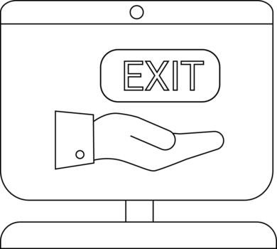A graphic depicting an exit sign hand and button on a monitor vector