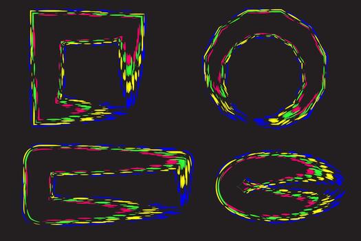 particles Dispersed background set. Pixel disintegration, pixel gradient, decay effect, mosaic, rectangle vector