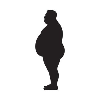 un rígido silueta de un persona con un grande construir visto en perfil vector