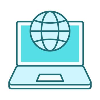 Computer Globe Flat Colored Icon for Global Network vector