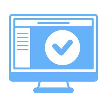 computadora cheque plano de colores icono para verificación y aprobación vector