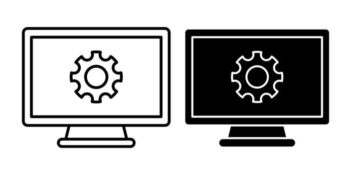 computadora ajustes negro icono haz para sistema configuración vector