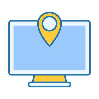 Computer Location Flat Colored Icon for Map and Navigation vector