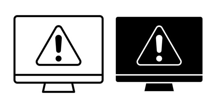 Computer Warning Black Icon Bundle for Alert and Error vector