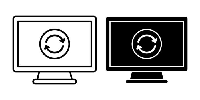 Computer Update Black Icon Bundle for System Upgrade vector