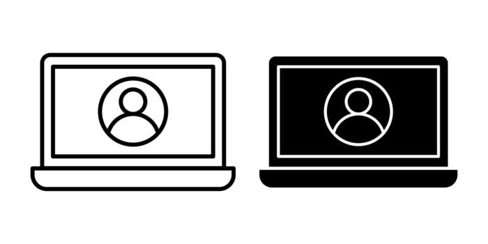 Computer User Black Icon Bundle for Account and Profile vector